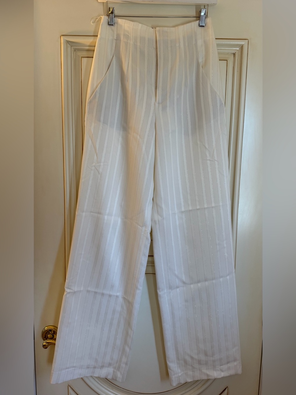 Zara Hight Waisted White Pinstripe Dress Pants
